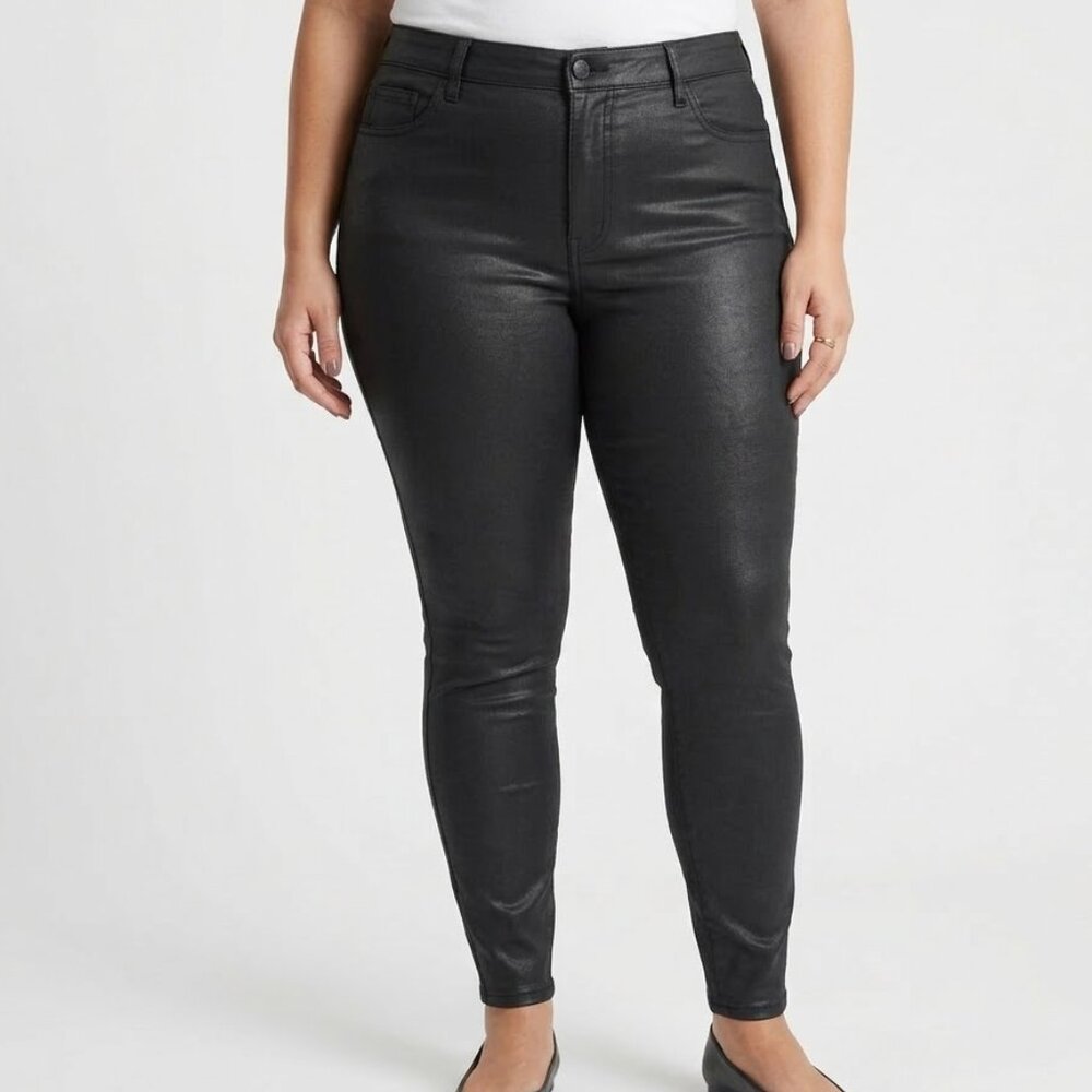 H&M Coated Black Skinny Jeans Size 16 Cyber Sigilkore Goth Opium Alt Moto Egirl